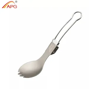 APG Titanium Spork Folding Spoon Fork Outdoor Camping Tableware Dinner Flatware Utensil Spoon