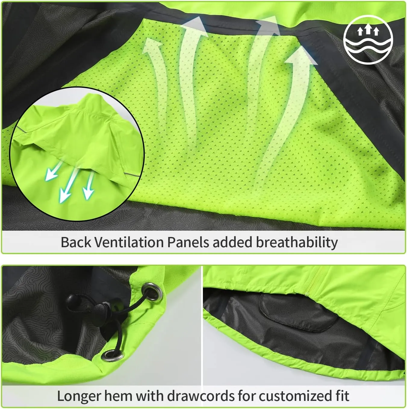 ARSUXEO Waterproof Running Cycling Jacket for Men Breathable Bike Rain Jacket Bicycle Coat Clothing Windbreaker