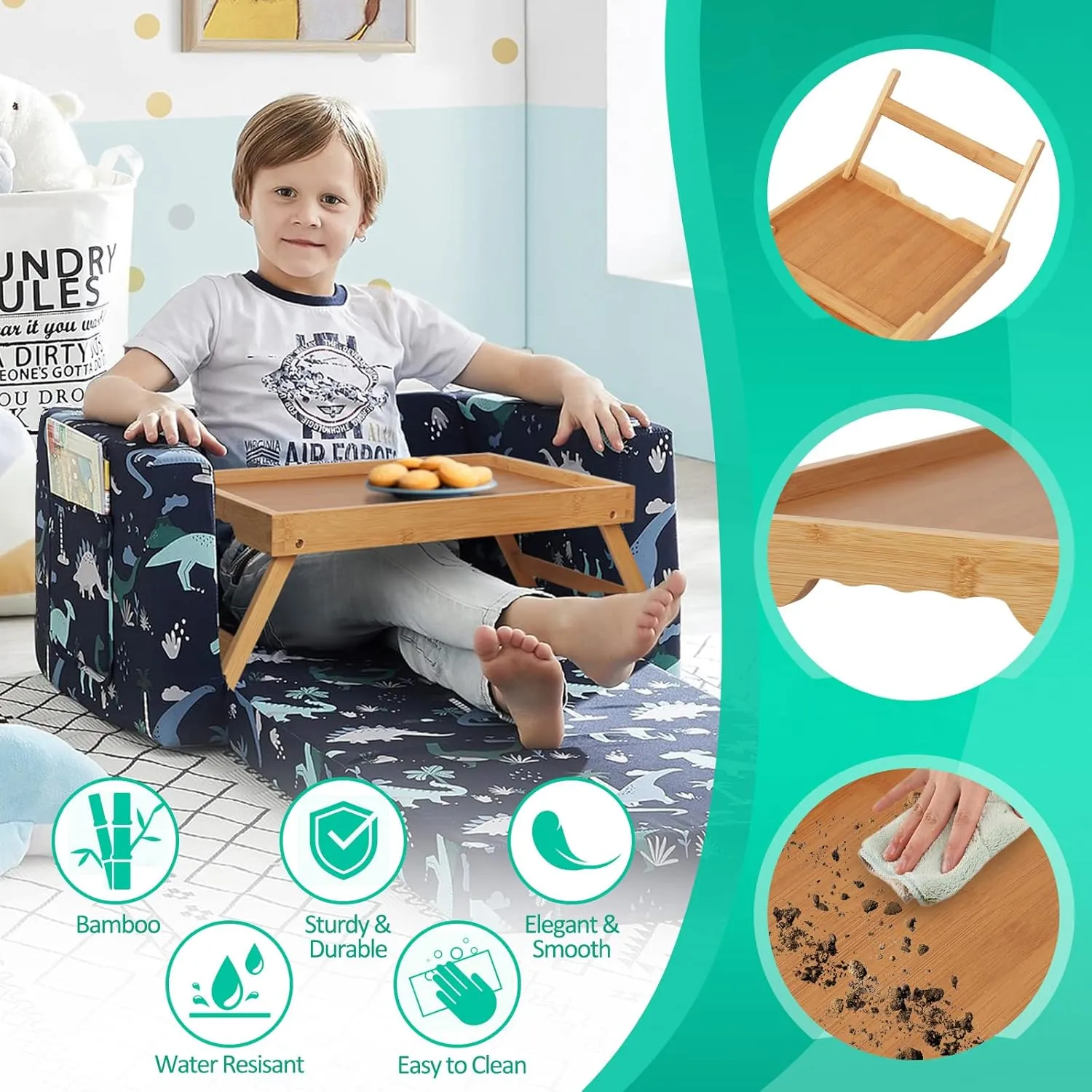 Artmeer Bed Tray Table with Folding Legs,Bamboo Breakfast in Bed for TV Table, Laptop Computer Tray,Eating,Snack Tray Beige 2 Pack(Beige)