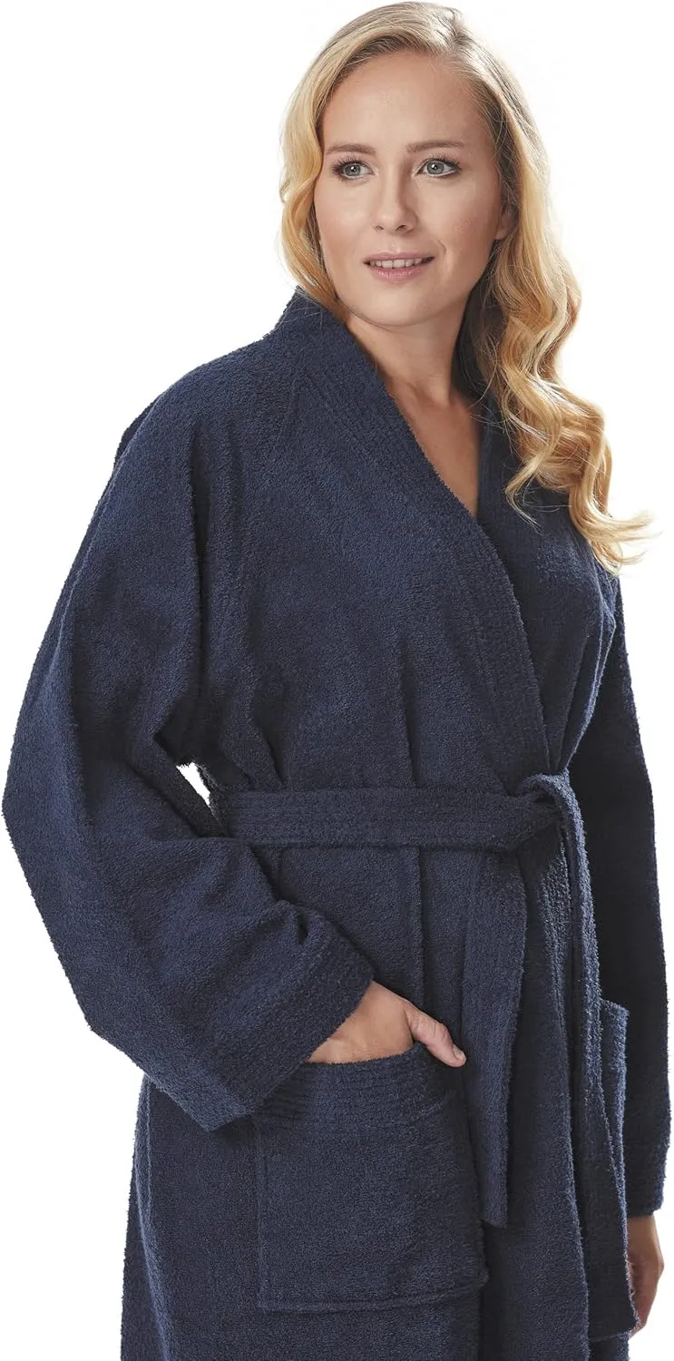 Arus Women's Short Kimono Lightweight Bathrobe Turkish Cotton Terry Cloth Robe