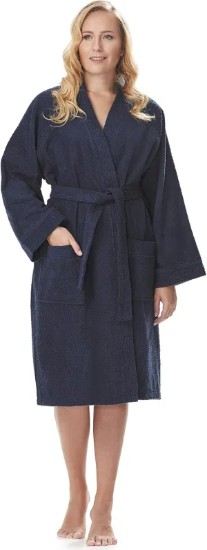 Arus Women's Short Kimono Lightweight Bathrobe Turkish Cotton Terry Cloth Robe
