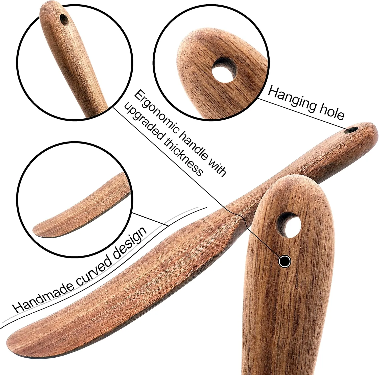 As Seen On TV, Spurtles Kitchen Tools Wooden, Plantéa Handmade Wooden Spoons for Cooking, Heat Resistant Spurtle Set Cooking Utensil For Non-Stick Cookware, Stirring, Mixing, Whisking, Serving
