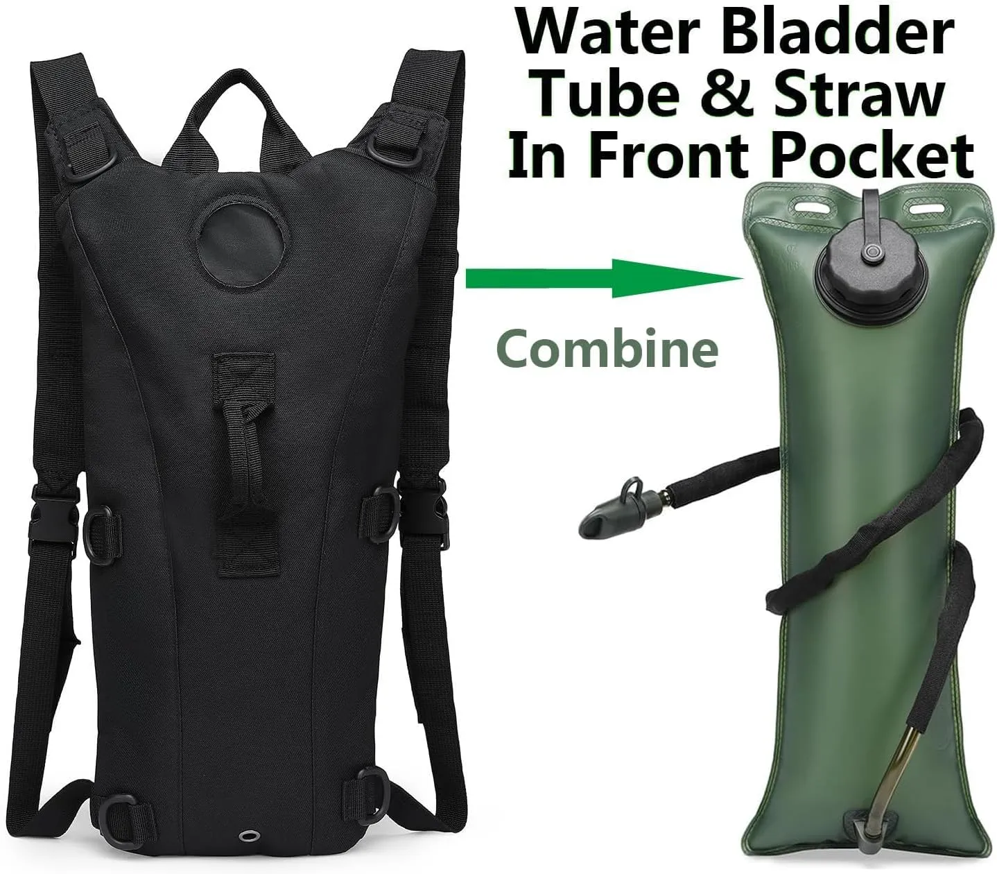 ATBP Tactical Hydration Pack 3L Water Bladder Backpack Lightweight Water Storage Reservoir Bag Daypack for Running Hiking Cycling Biking