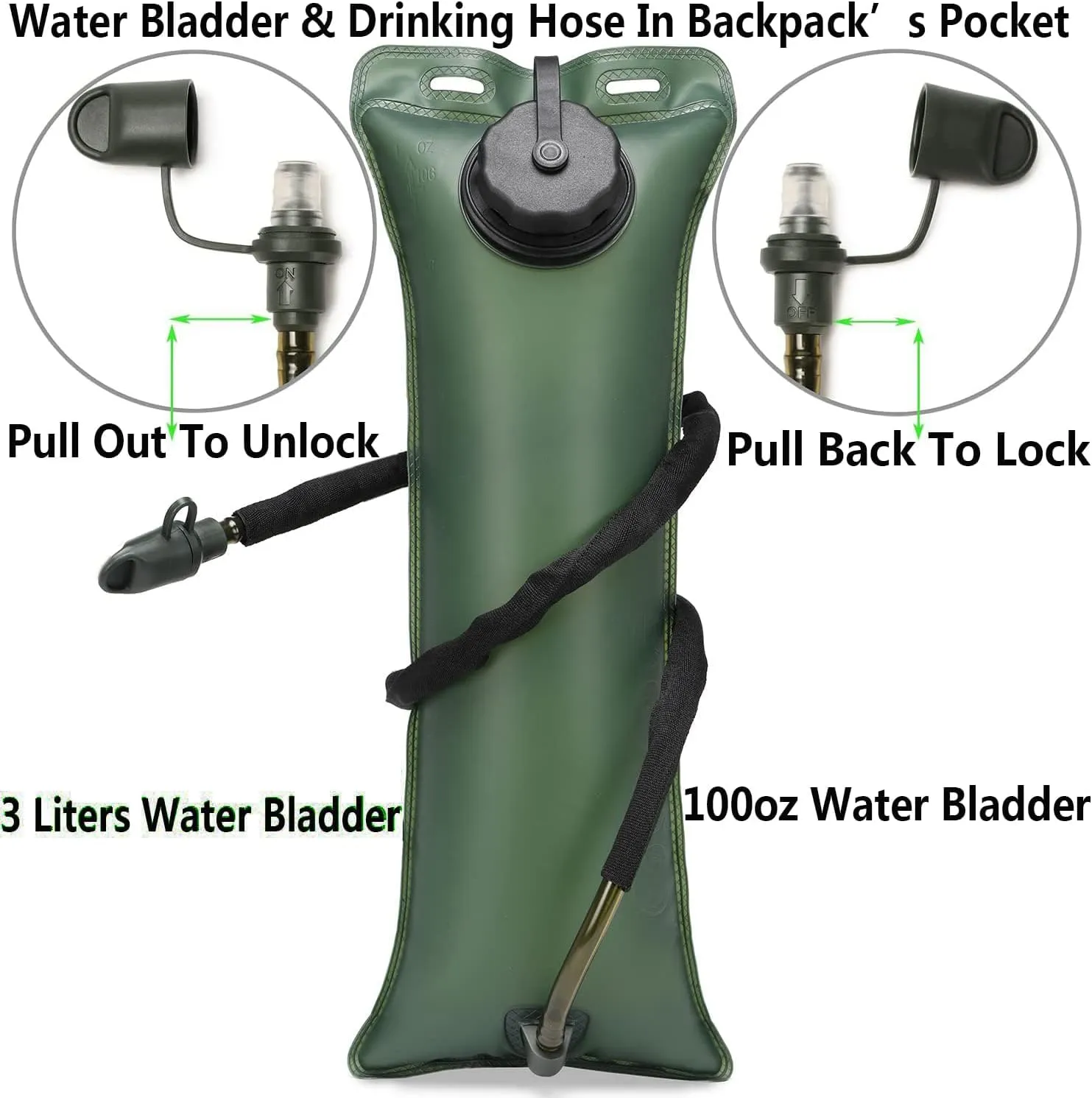 ATBP Tactical Hydration Pack 3L Water Bladder Backpack Lightweight Water Storage Reservoir Bag Daypack for Running Hiking Cycling Biking