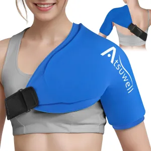 Atsuwell Shoulder Ice Pack Wrap, Shoulder Ice Packs Rotator Cuff Cold Therapy, Gel Cold Pad Shoulders Compression Sleeve for Women Men, Shoulders Gel Wrap Sleeve for Relaxation