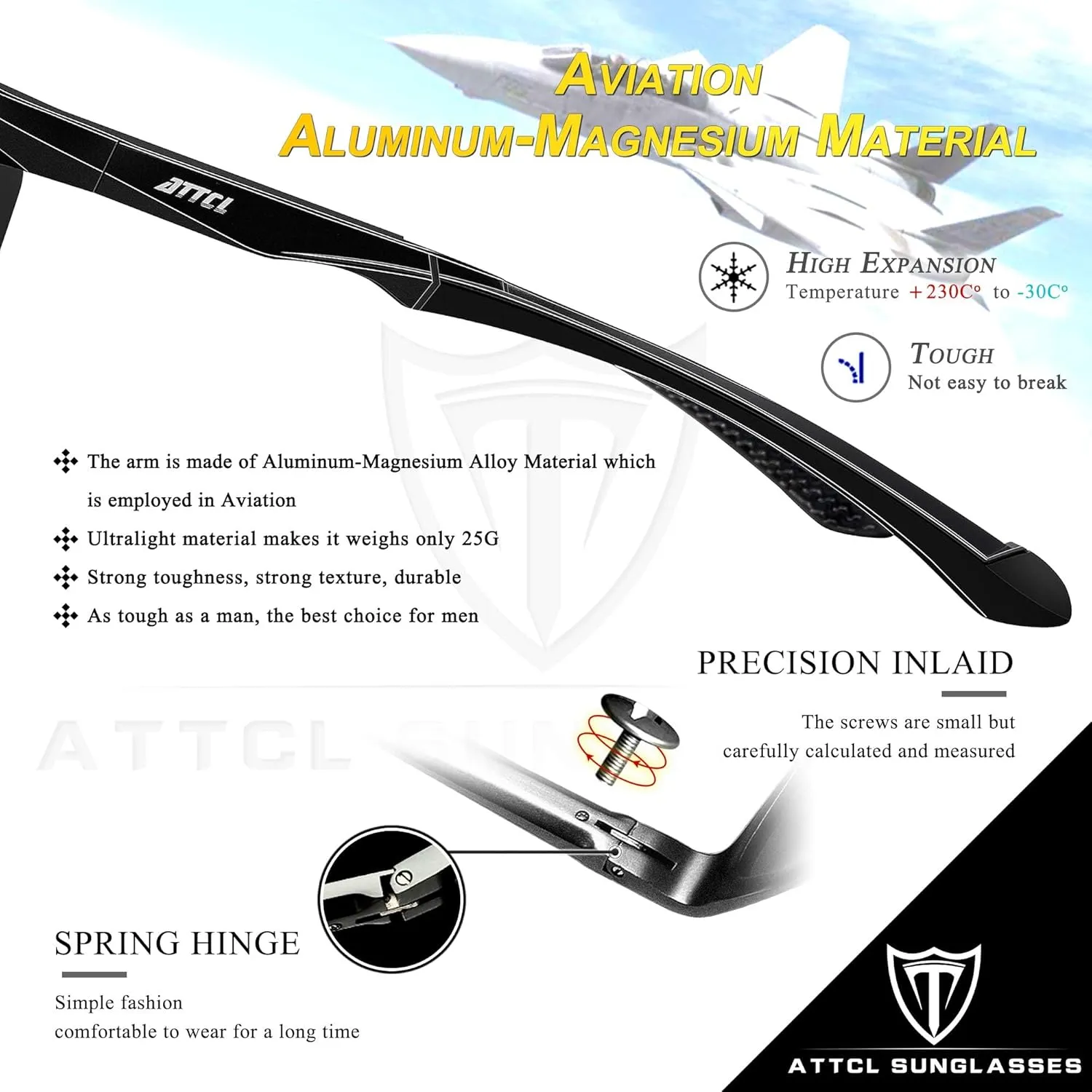 ATTCL Polarized UV Protection Sports Fishing Driving Sunglasses for Men Al-Mg Metal Frame Ultra Light Green