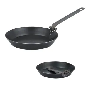 AUSSIE COOKWARE BLACK STEEL FRYPAN WITH FOLDING HANDLE