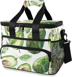 Avacodos Green Watercolor Cooler Bag Insulated Cooler Soft Sided Cooler 24 Can Portable Picnic Bag Large Leakproof Lunch Bag Box for Beach Grocery Camping Travel Car Men Women