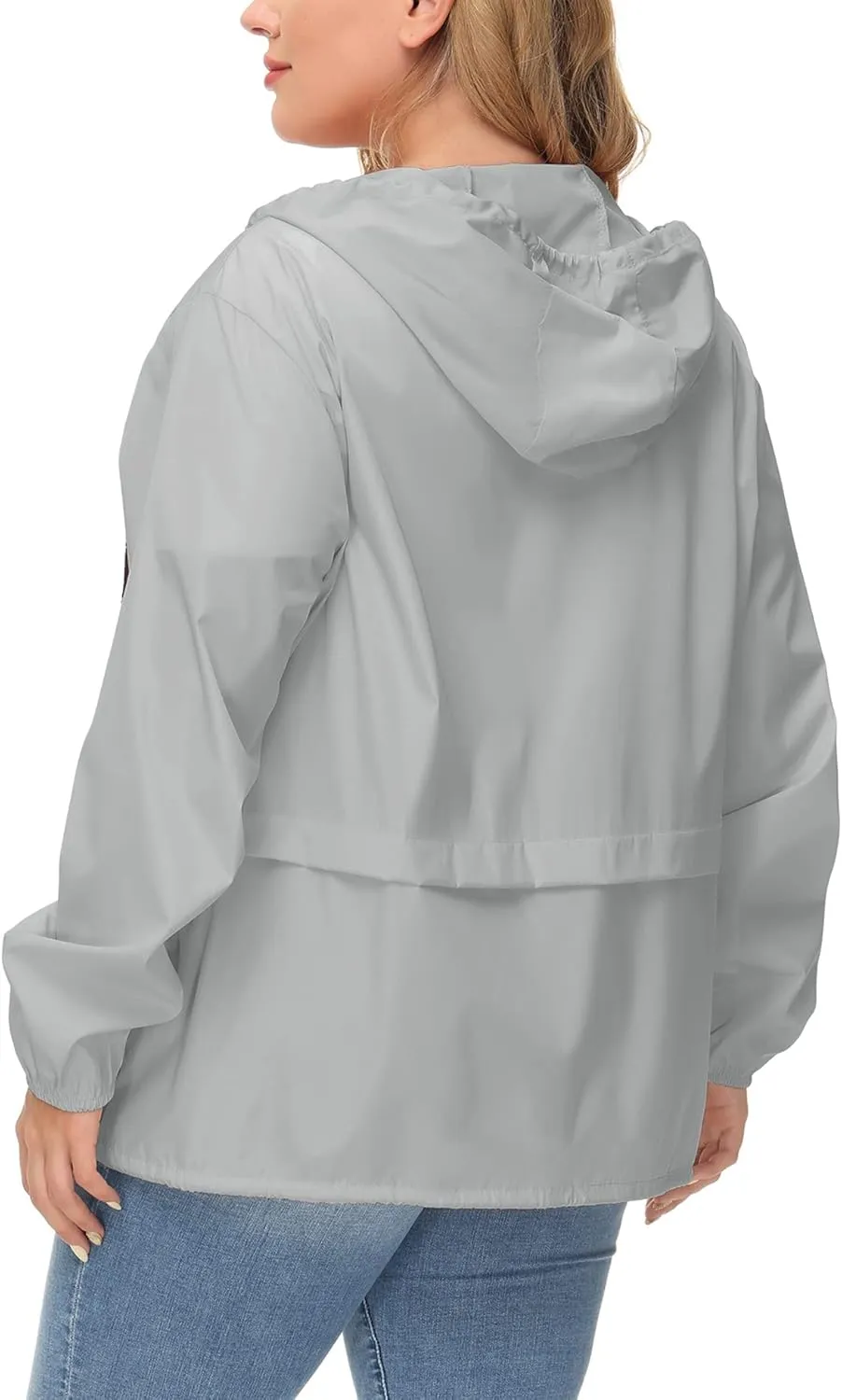 Avoogue Plus Size Raincoat Women Waterproof Rain Jacket Packable Outdoor Hooded Windbreaker