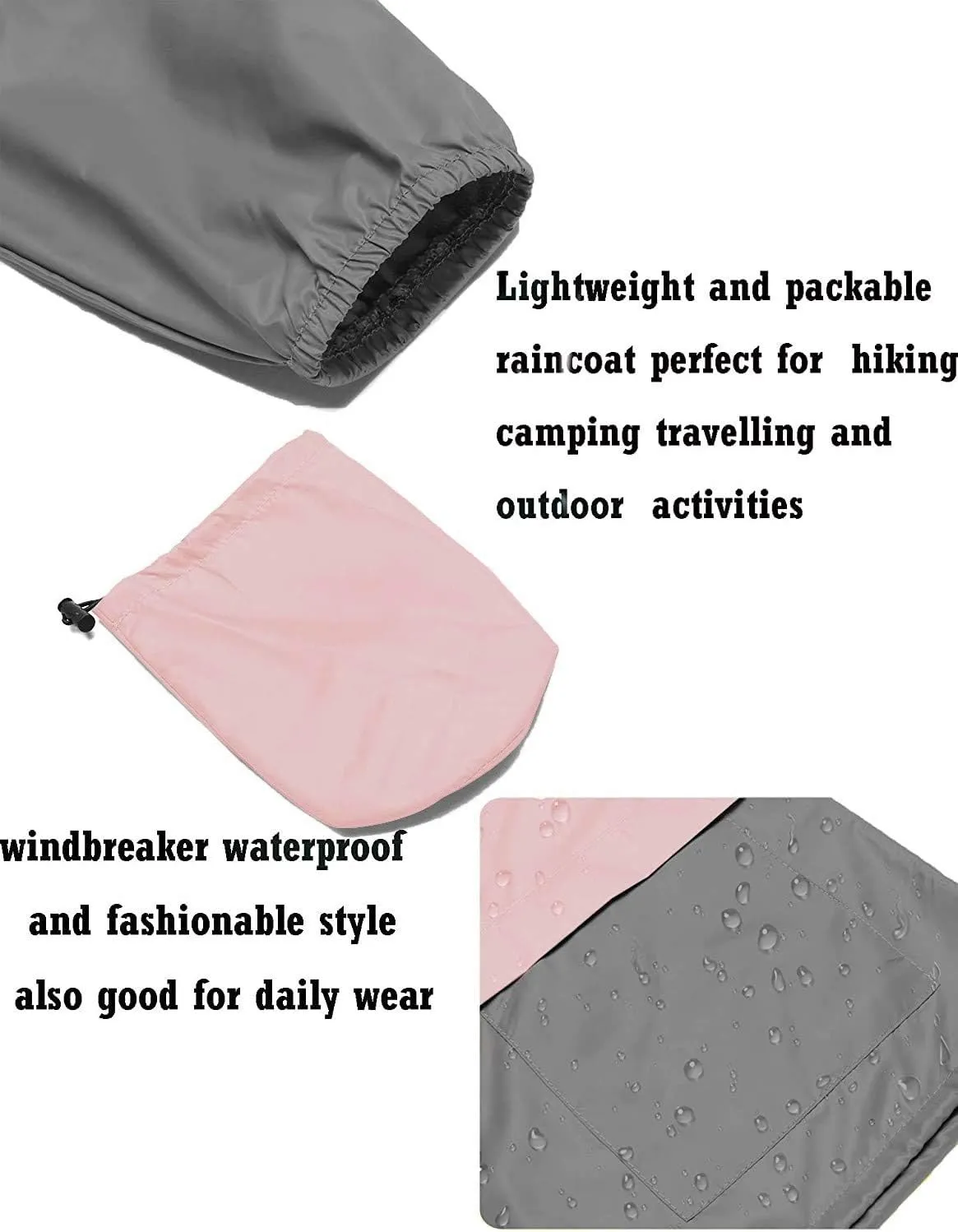 Avoogue Raincoat Women Lightweight Waterproof Rain Jackets Packable Outdoor Hooded Windbreaker