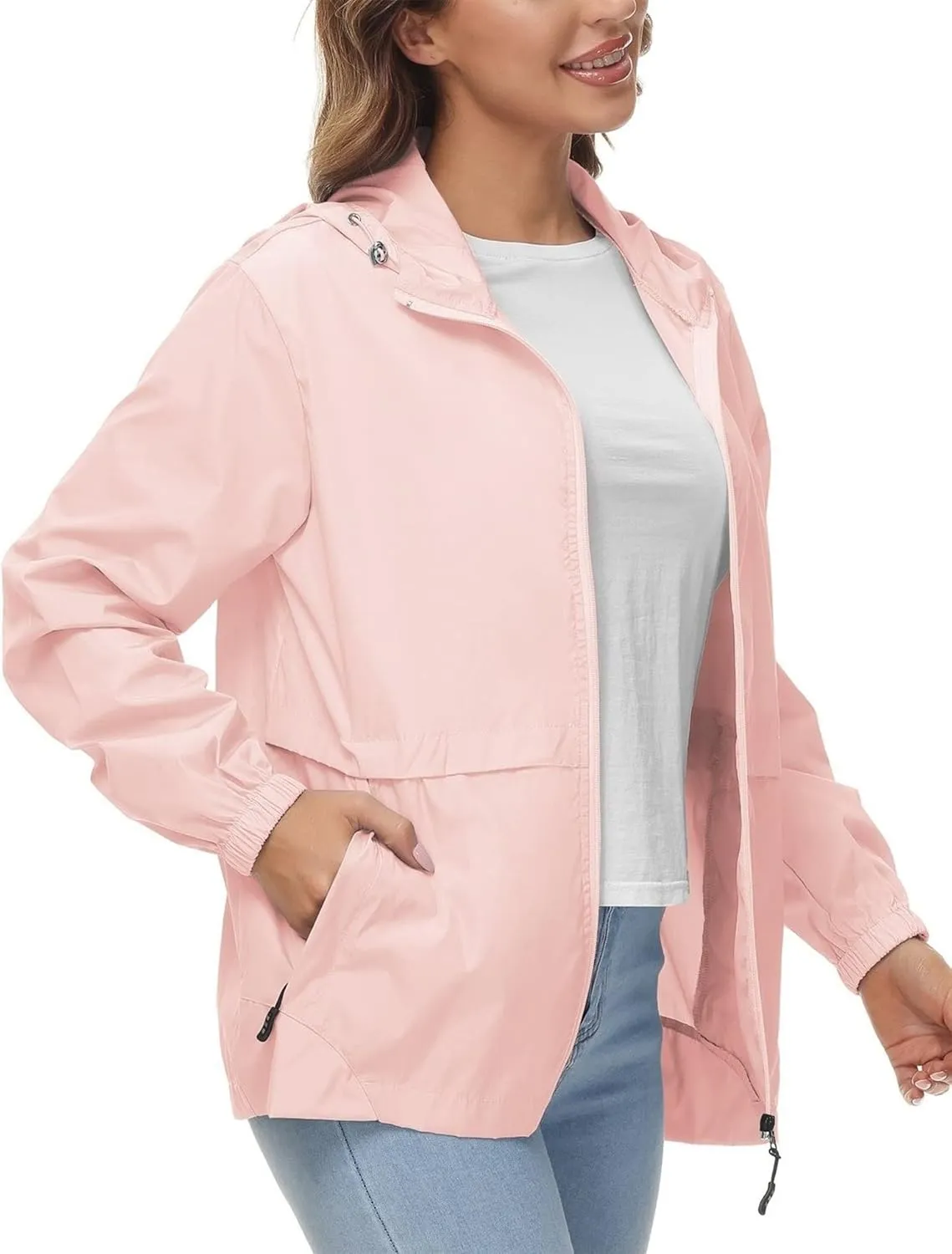 Avoogue Womens Waterproof Rain Jacket Lightweight Raincoat Packable Hooded Outdoor Windbreaker