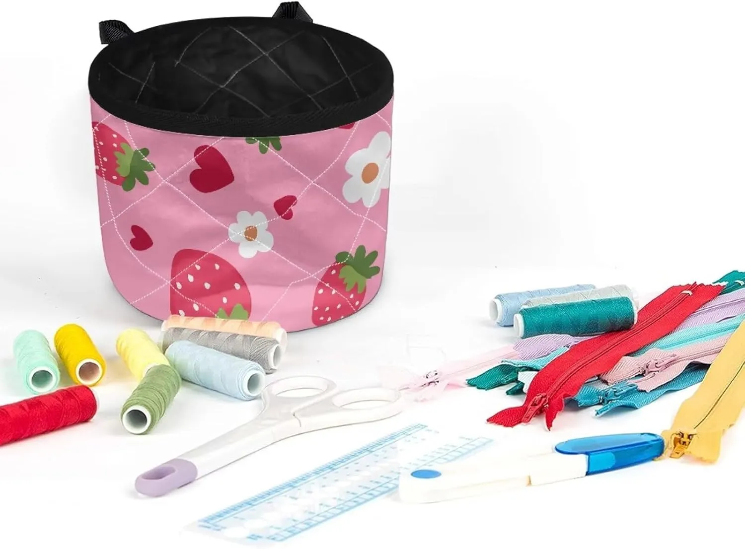 Axolotl Strawberry Foldable Tribal Sewing Machine Pad Water Resistant Fabric Household Sewing Machines Mat with Detachable Holder to Keep Sewing Accessories Christmas Decor