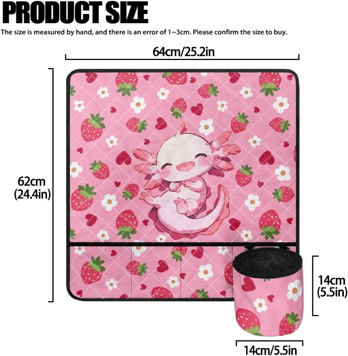 Axolotl Strawberry Foldable Tribal Sewing Machine Pad Water Resistant Fabric Household Sewing Machines Mat with Detachable Holder to Keep Sewing Accessories Christmas Decor