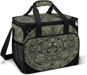 Aztec Calendar Mayan Cooler Bag, Collapsible Soft Sided Cooler, Large Leakproof Camping Cooler, Portable Travel Cooler for Camping, Road Trips