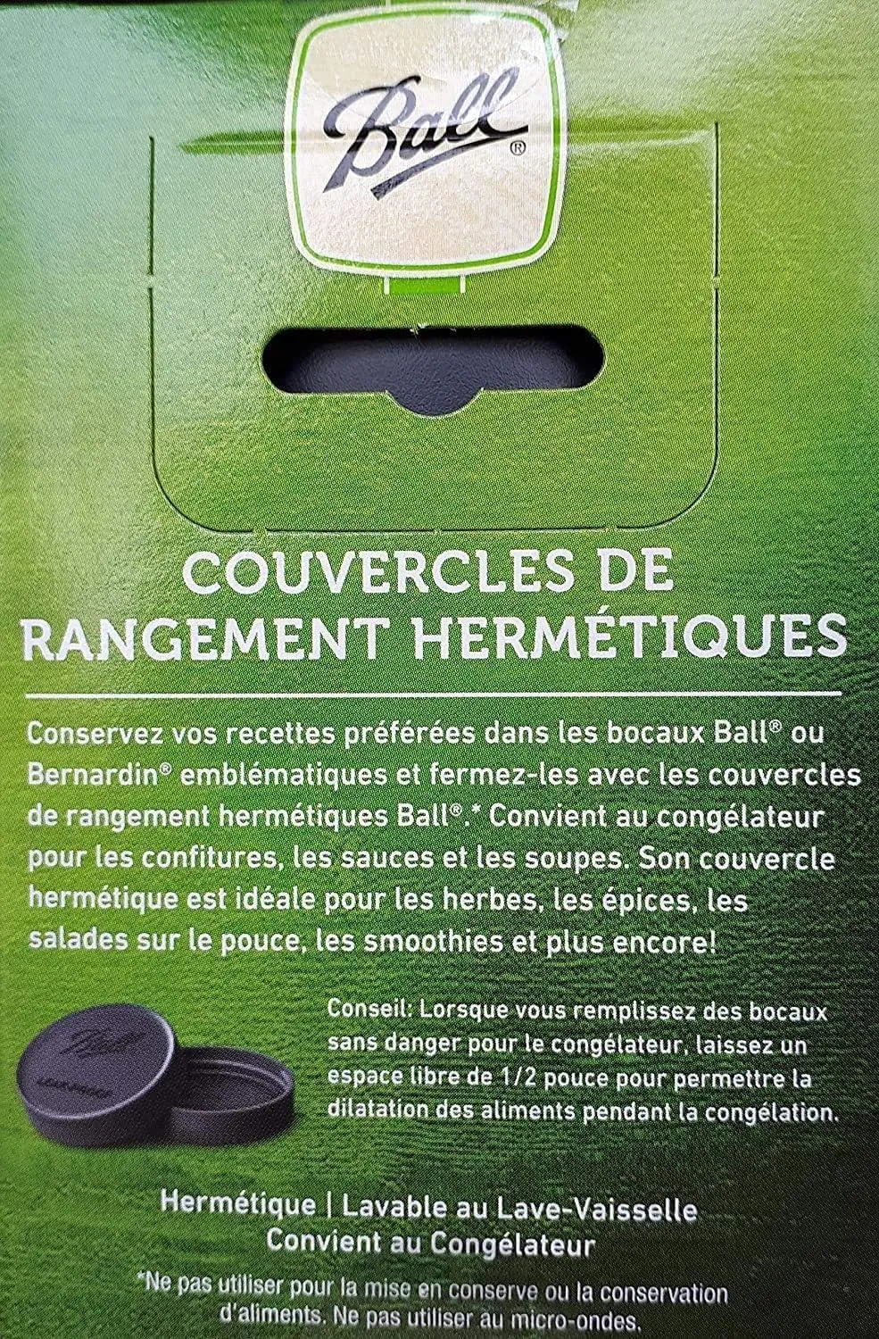 Ball Regular Mouth Leak-Proof Plastic Lids for Glass Mason Jars, Used for Canning, Pickling, Juice, Jam, Jelly 6-Count, Pack of 3 (18-Lids Total)