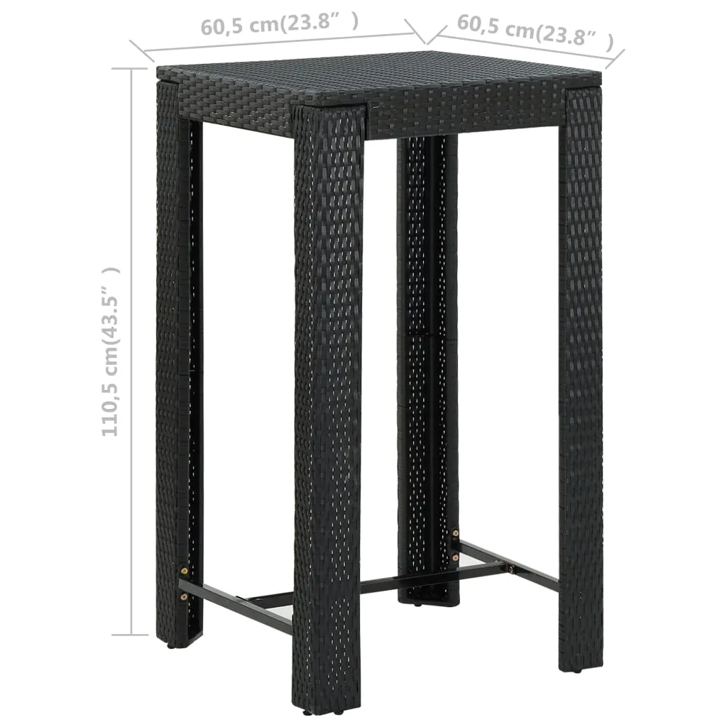 Bar Table Outdoor Pub Table for Balcony Porch Garden Deck PE Rattan