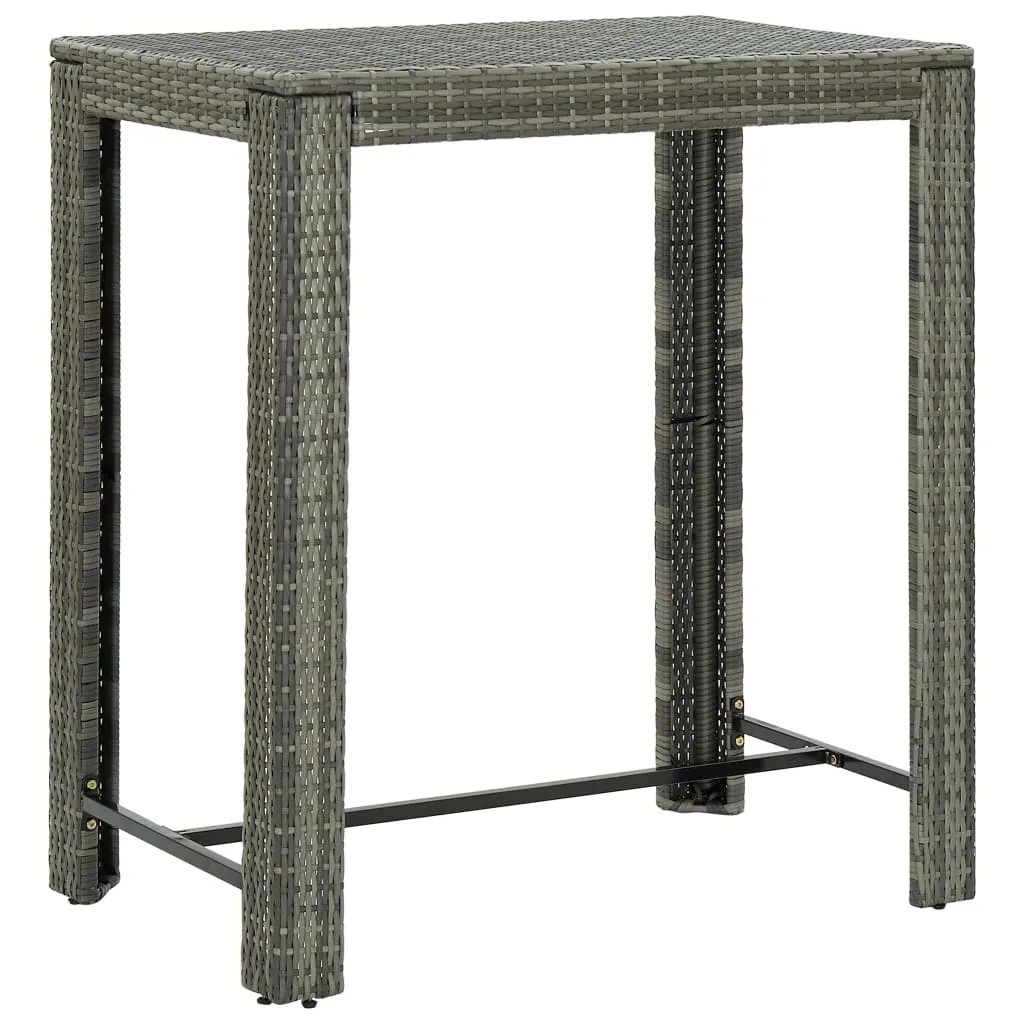 Bar Table Outdoor Pub Table for Balcony Porch Garden Deck PE Rattan