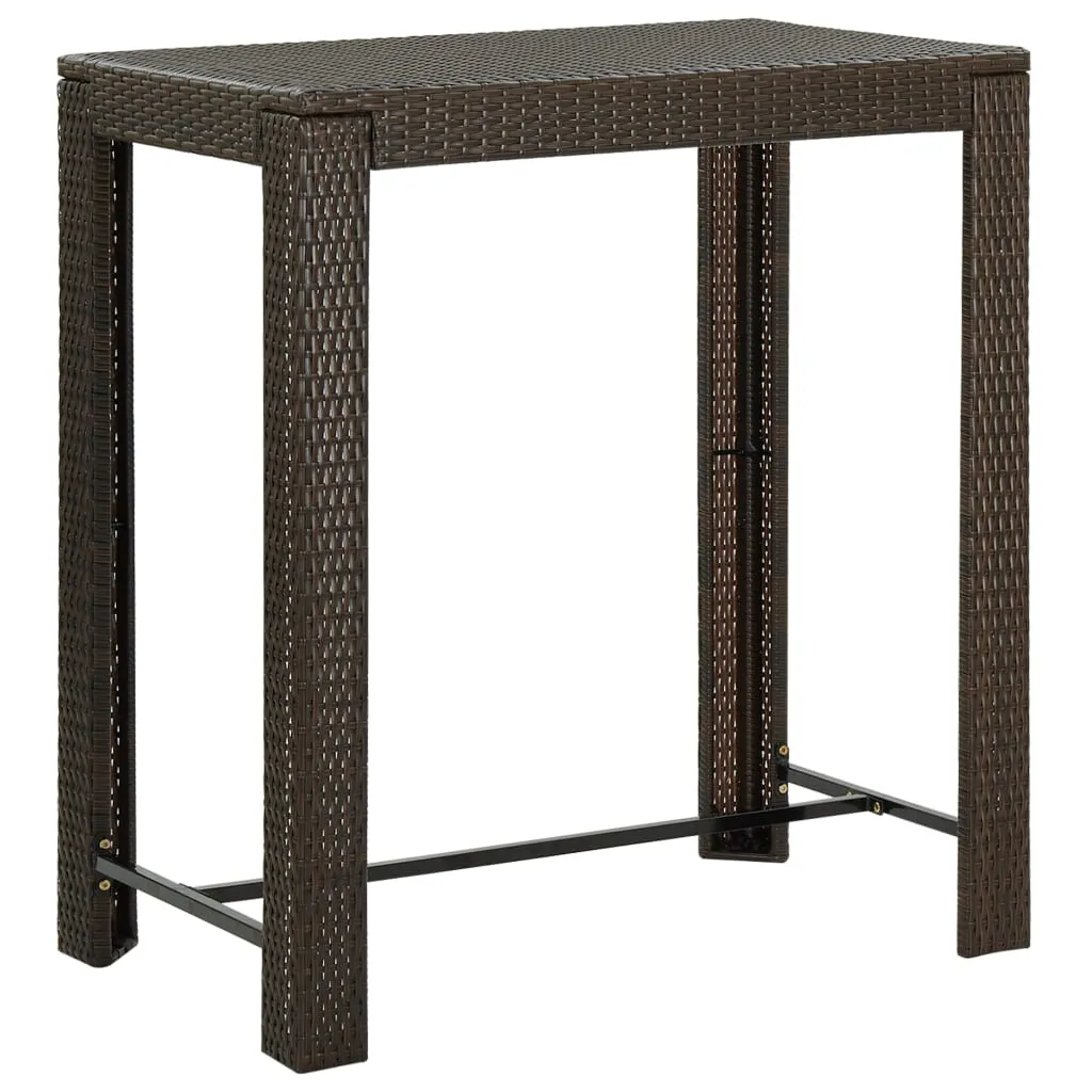 Bar Table Outdoor Pub Table for Balcony Porch Garden Deck PE Rattan