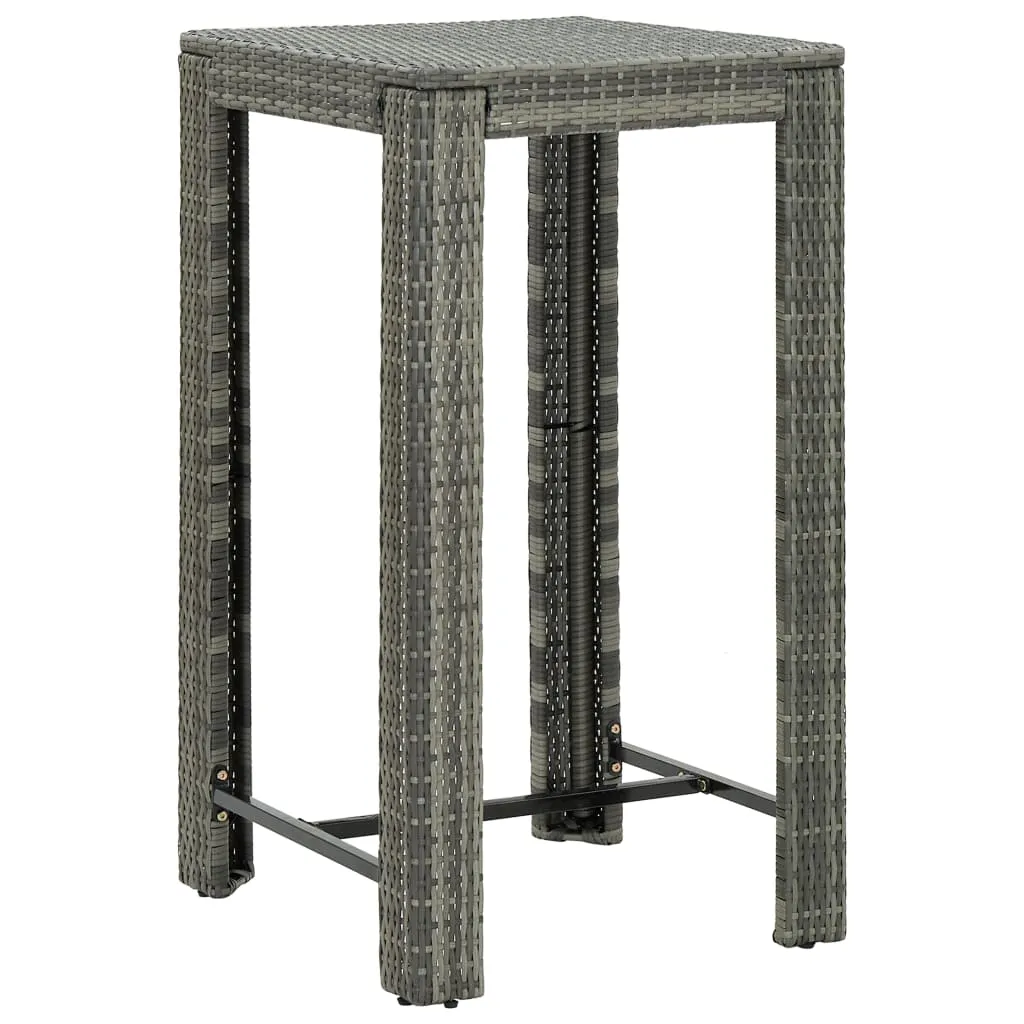 Bar Table Outdoor Pub Table for Balcony Porch Garden Deck PE Rattan