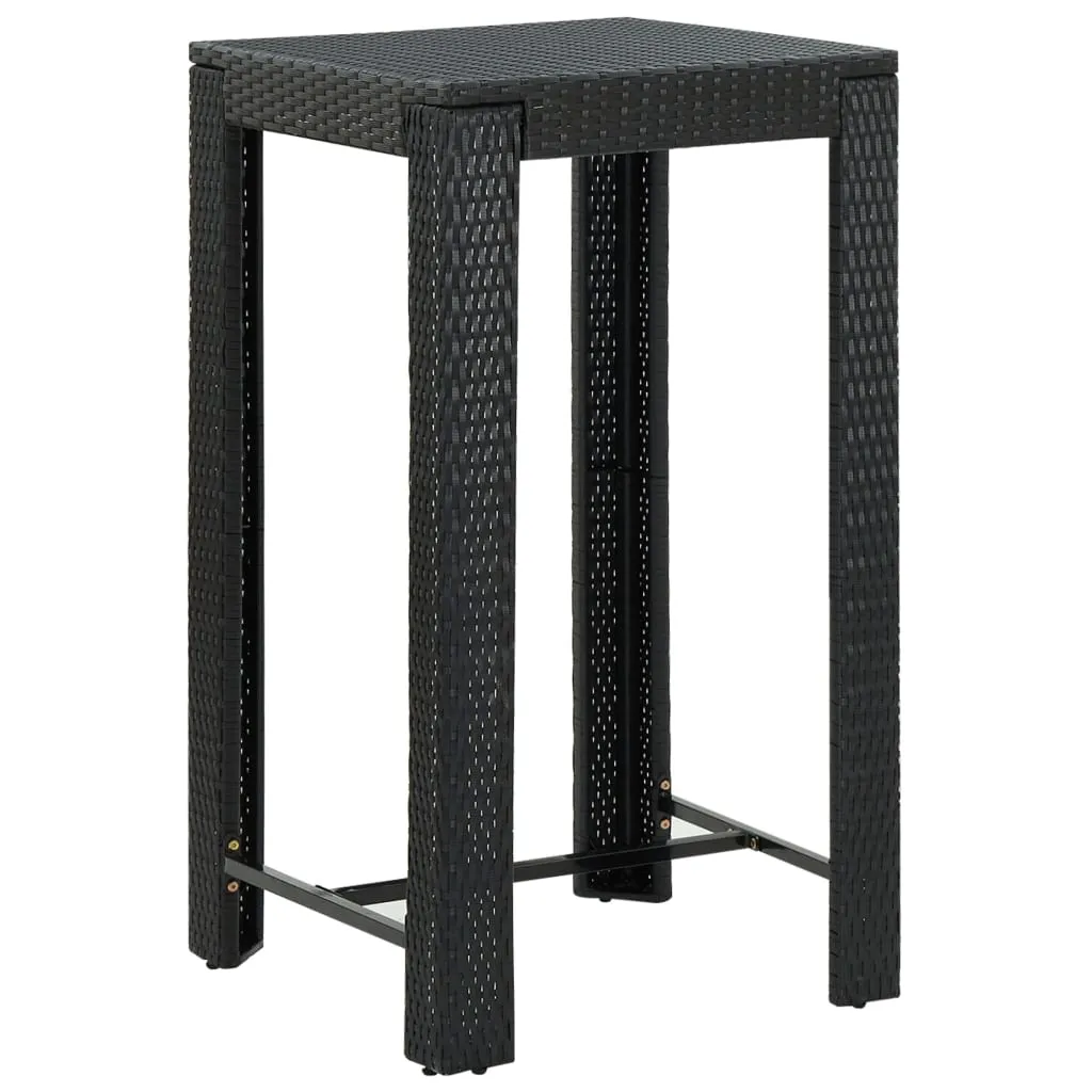 Bar Table Outdoor Pub Table for Balcony Porch Garden Deck PE Rattan