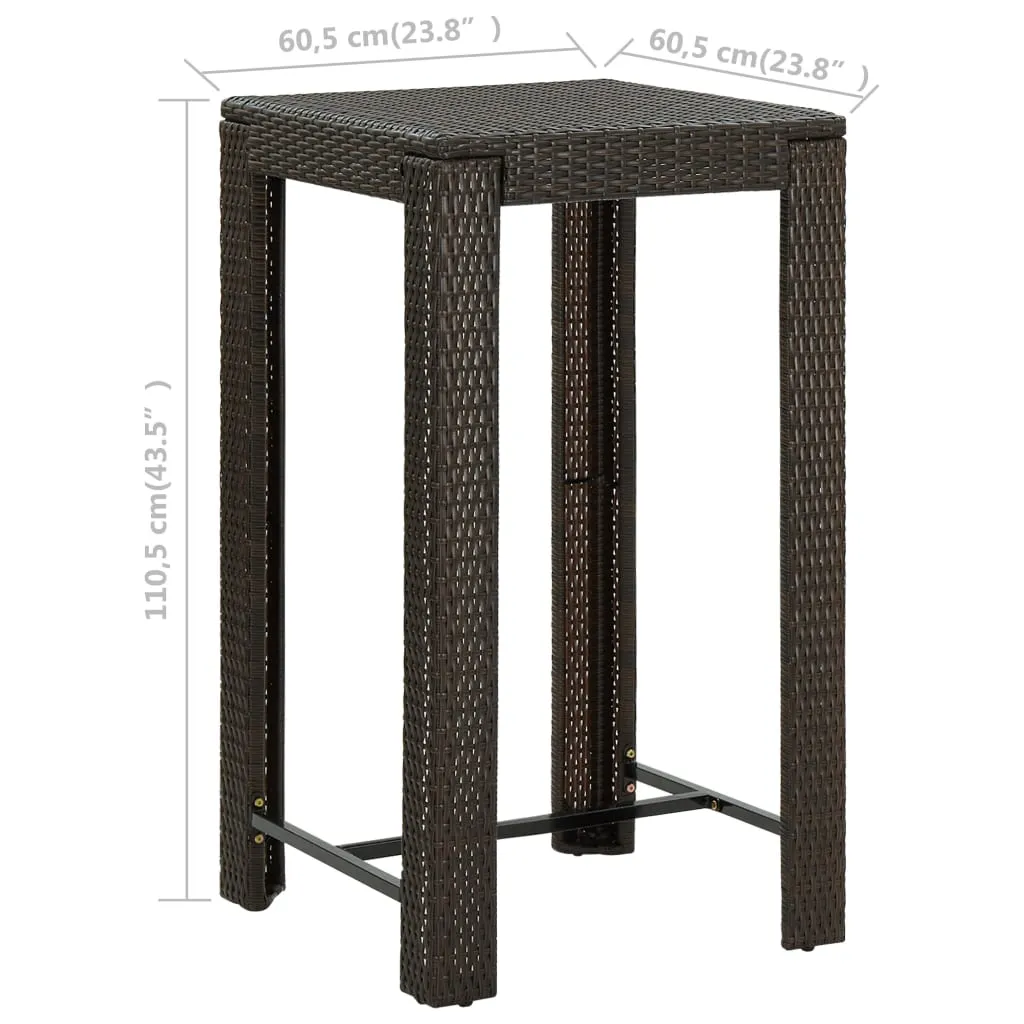 Bar Table Outdoor Pub Table for Balcony Porch Garden Deck PE Rattan