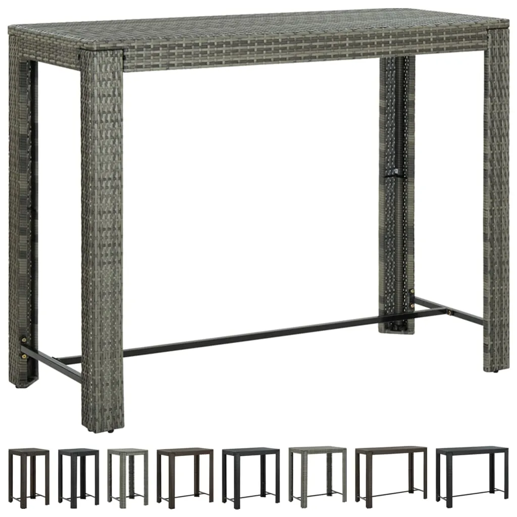 Bar Table Outdoor Pub Table for Balcony Porch Garden Deck PE Rattan