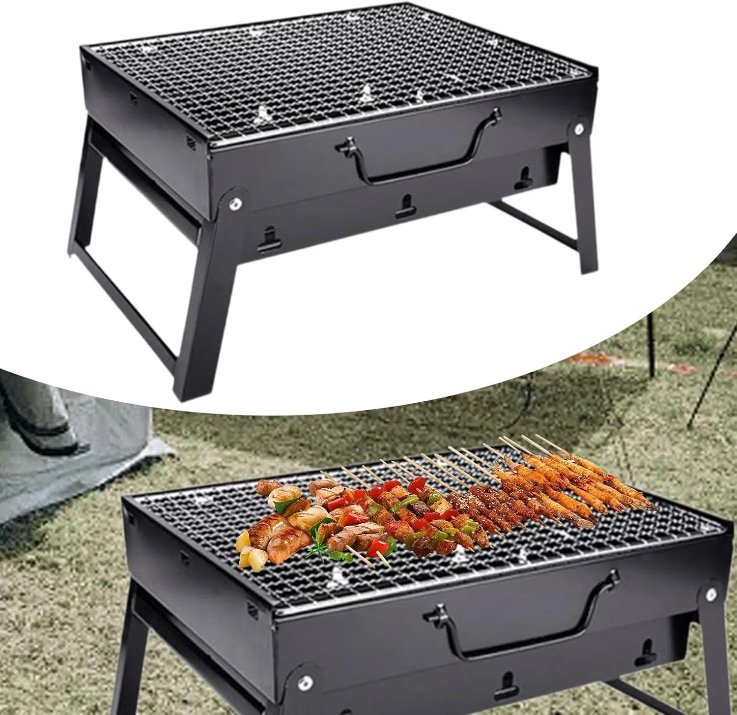 Barbecue Grill BBQ Grill Thickened Campfire Portable Mini Cookware BBQ Stoves Grill for Hiking Backyard Home Use, L