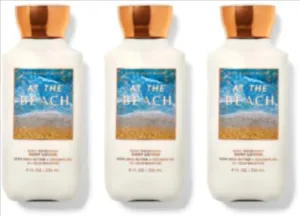 Bath & Body Body Lotion, 24 Hour Moisture, 8 oz / 226 g, 3 Pack (Full Size, AT THE BEACH)