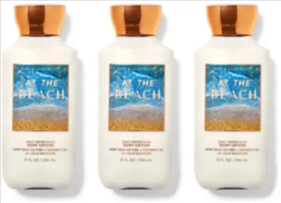 Bath & Body Body Lotion, 24 Hour Moisture, 8 oz / 226 g, 3 Pack (Full Size, AT THE BEACH)
