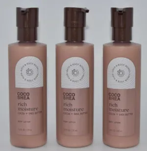 Bath & Body Body Lotion, 24 Hour Moisture, 8 oz / 226 g, 3 Pack (Full Size, COCO SHEA RICH MOISTURE)