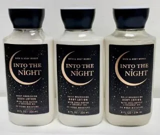 Bath & Body Body Lotion, 24 Hour Moisture, 8 oz / 226 g, 3 Pack (Full Size, INTO THE NIGHT)