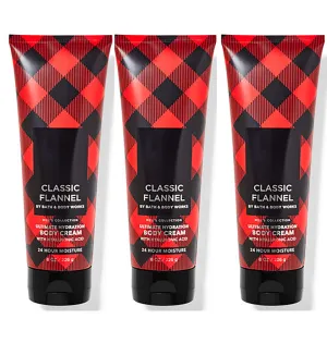 Bath & Body Works For Men Ultimate Hydration Shea Butter Body Cream, 8 OZ, 3 Pack (Classic Flannel)