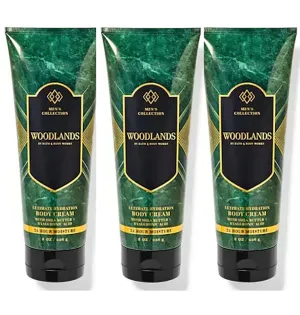 Bath & Body Works For Men Woodlands Ultimate Hydration Shea Butter Body Cream, 8 OZ, 3 Pack (Woodlands)