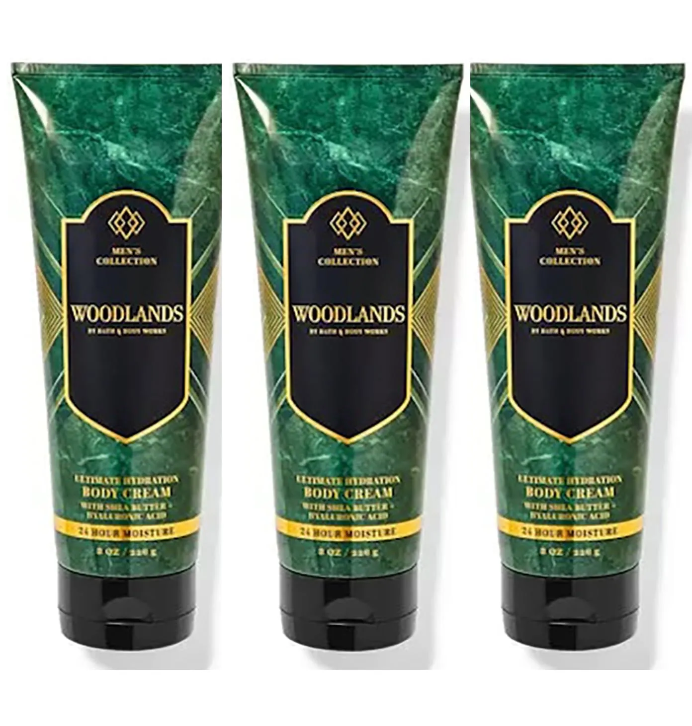 Bath & Body Works For Men Woodlands Ultimate Hydration Shea Butter Body Cream, 8 OZ, 3 Pack (Woodlands)