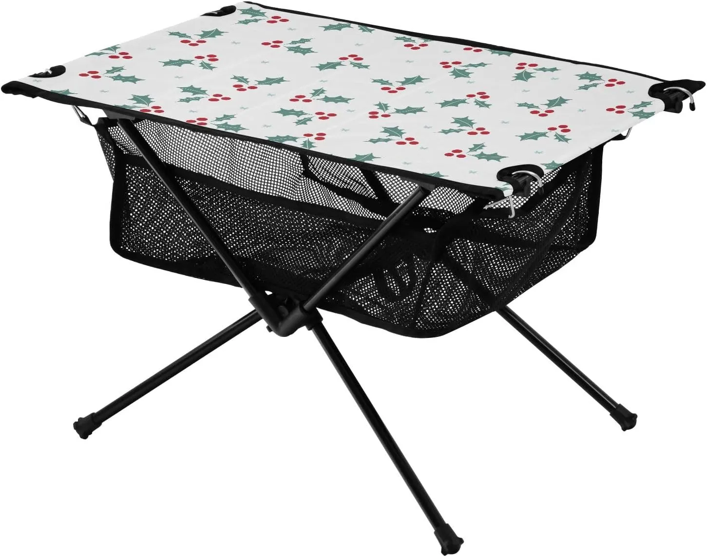 Beach Table Christmas Winter Compact Expandable Oxford Picnic Portable Table with Carry Bag for Dining Hiking Fishing