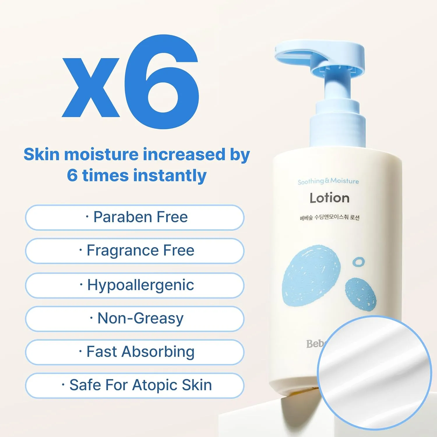 BEBESUP] Daily Hydration Baby Lotion | Korean Skincare for Sensitive & Atopic Skin 100-Hour Hydration Organic Rice & Ceramide Formula Hypoallergenic Fast Absorbing 10.14 fl. oz