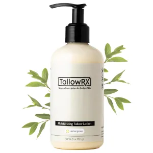 Beef Tallow Lotion for Skin, Face & Body – Luxurious Moisturizer with Grass Fed Tallow, Organic Aloe, Vitamin E & Arrowroot (8 oz, Lemongrass)