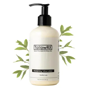 Beef Tallow Lotion for Skin, Face & Body – Luxurious Moisturizer with Grass Fed Tallow, Organic Aloe, Vitamin E & Arrowroot (8 oz, Vanilla)