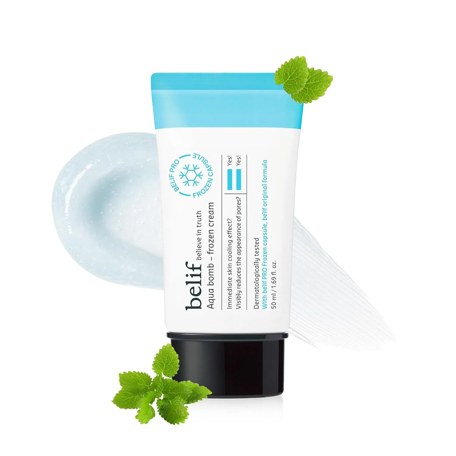 belif Aqua Bomb Frozen Cream – Daily Soothing & Hydrating Moisturizer, Cooling & Depuffing, Niacinamide   Panthenol   Caffeine, Non-comedogenic, Lightweight Cream, Korean Skincare, 1.69 fl oz (50ml)