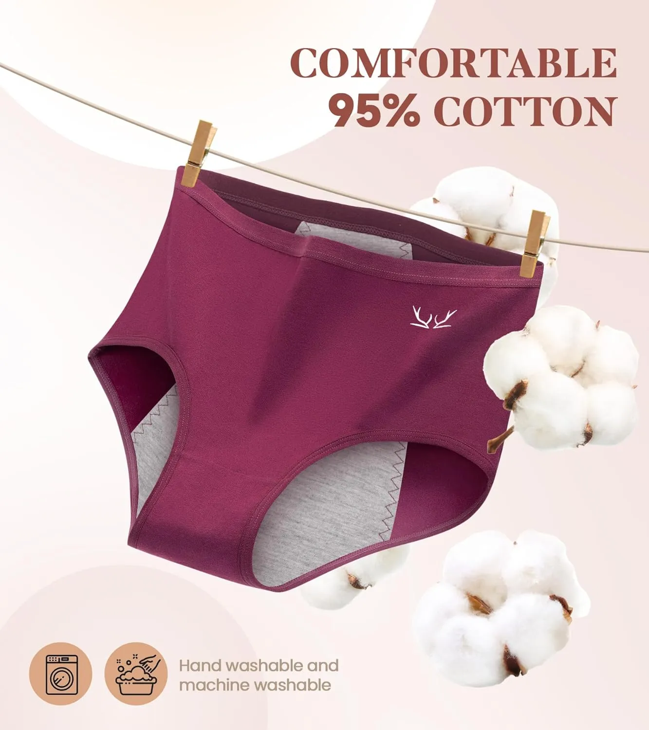 Benirap Period Underwear for Women Heavy Flow Leakproof High Waisted Cotton Panties Postpartum Menstrual Briefs 3 Pack