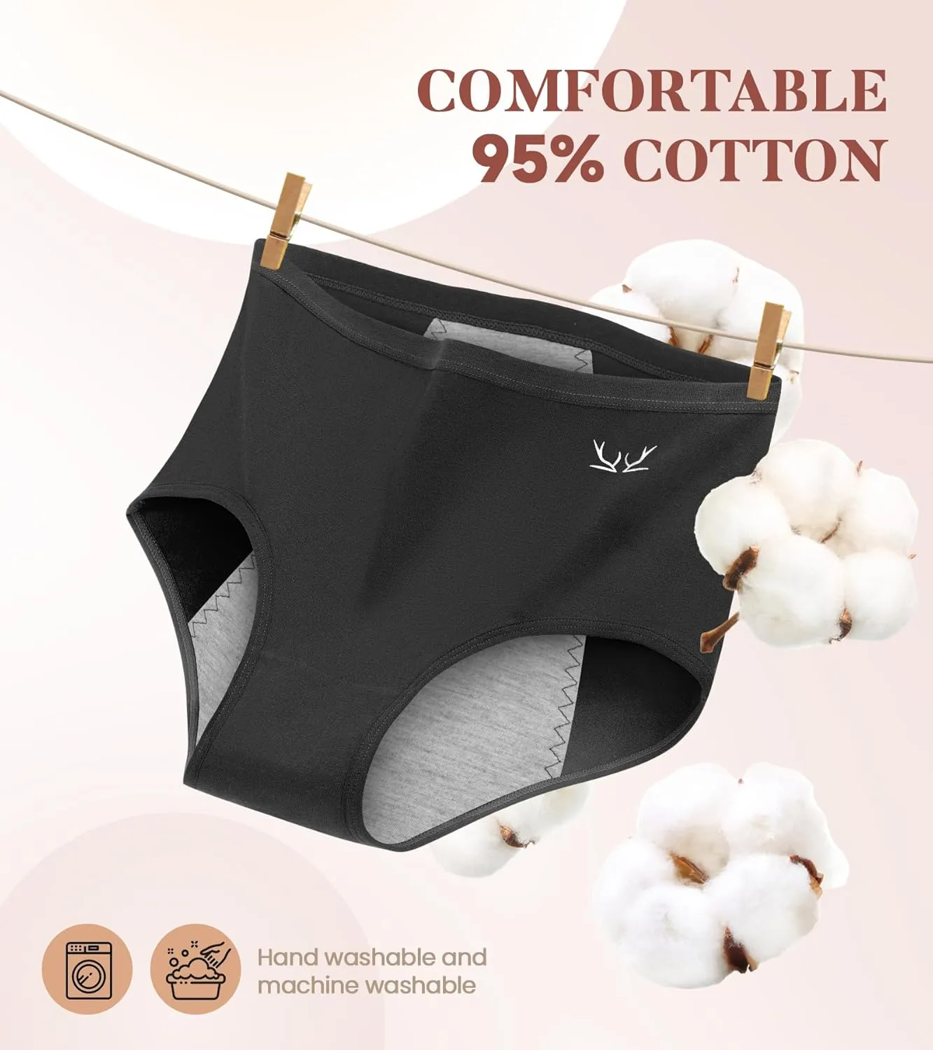 Benirap Period Underwear for Women Heavy Flow Leakproof High Waisted Cotton Panties Postpartum Menstrual Briefs 3 Pack