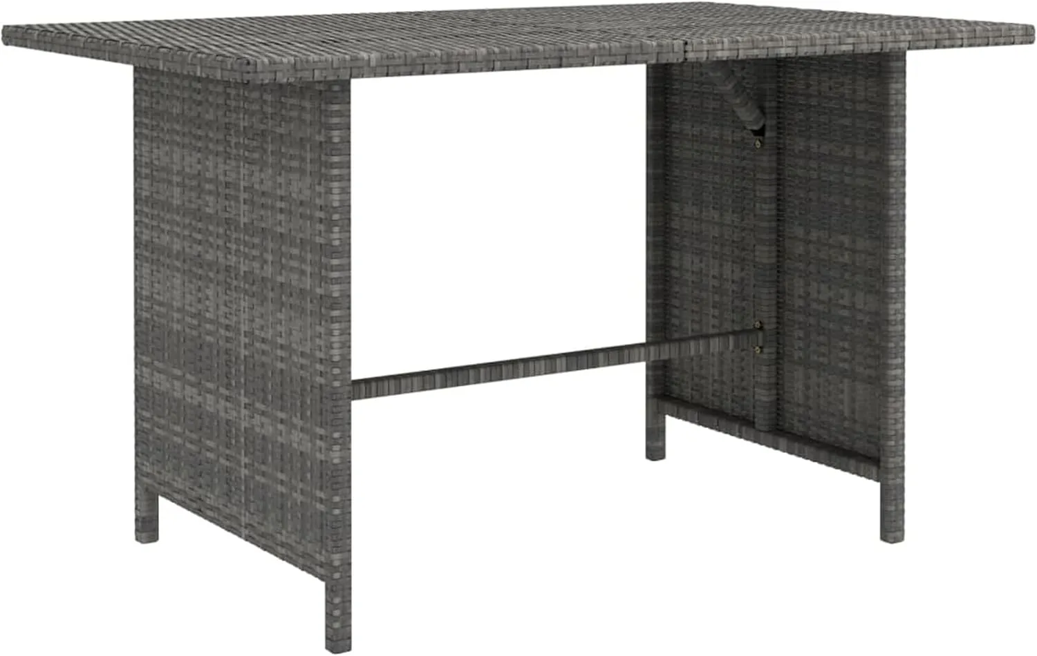 Benjara Outdoor Dining Table, 43 Inch Rectangular Top, Dark Gray Poly Rattan