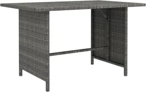 Benjara Outdoor Dining Table, 43 Inch Rectangular Top, Dark Gray Poly Rattan