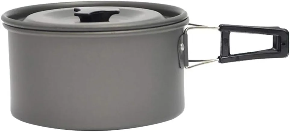 BESPORTBLE 1set Outdoor Cooking Pot Lightweight Portable Non-Stick Camping Cookware Insulated Handles High-Temperature Resistant for Hiking Picnics Outdoor Activities