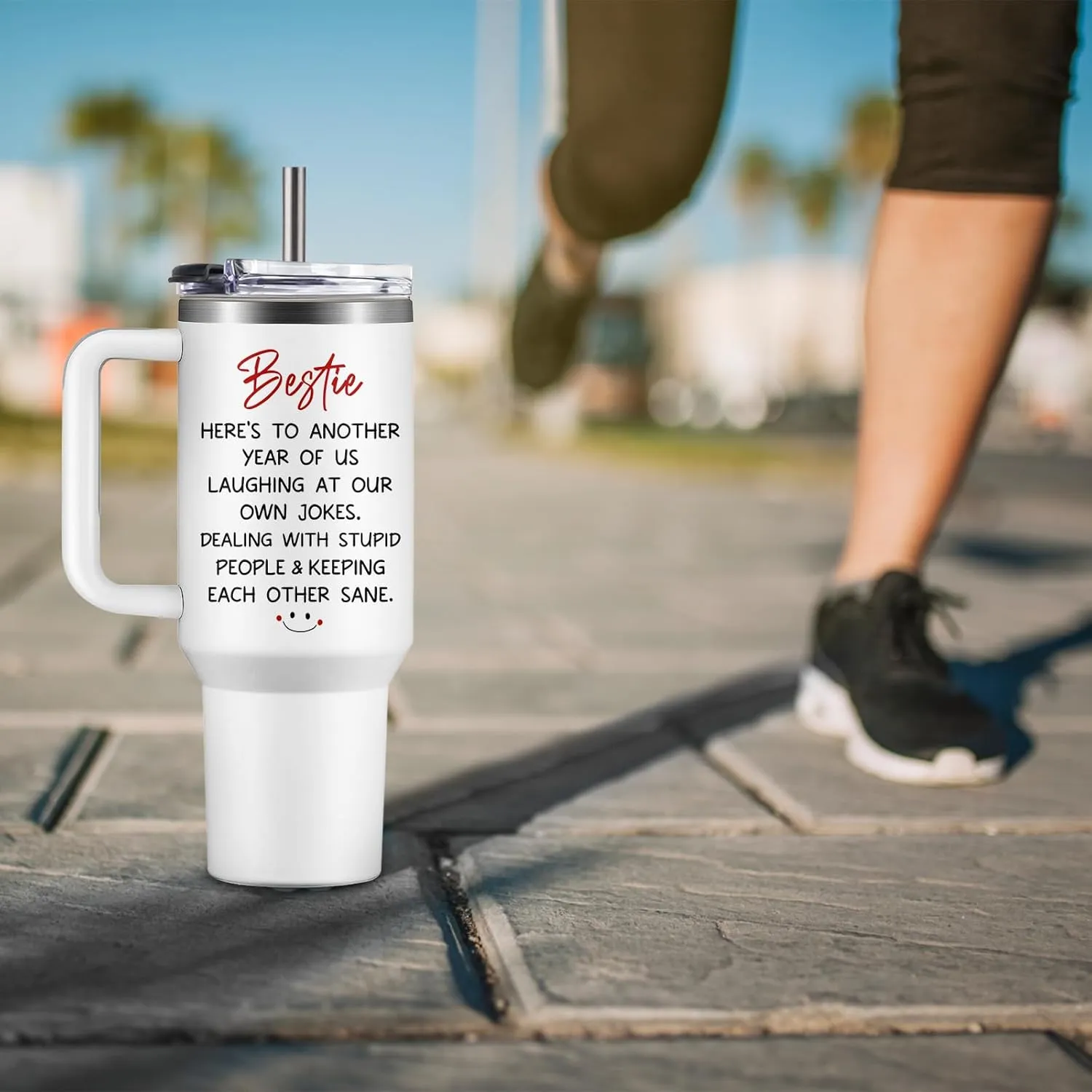 Bestie Gifts for Women Cup Tumbler with Handle 40oz, Funny Best Friend Birthday Gift Friendship Gifts for Best Friends, BFF, Bestie Coffee Mug