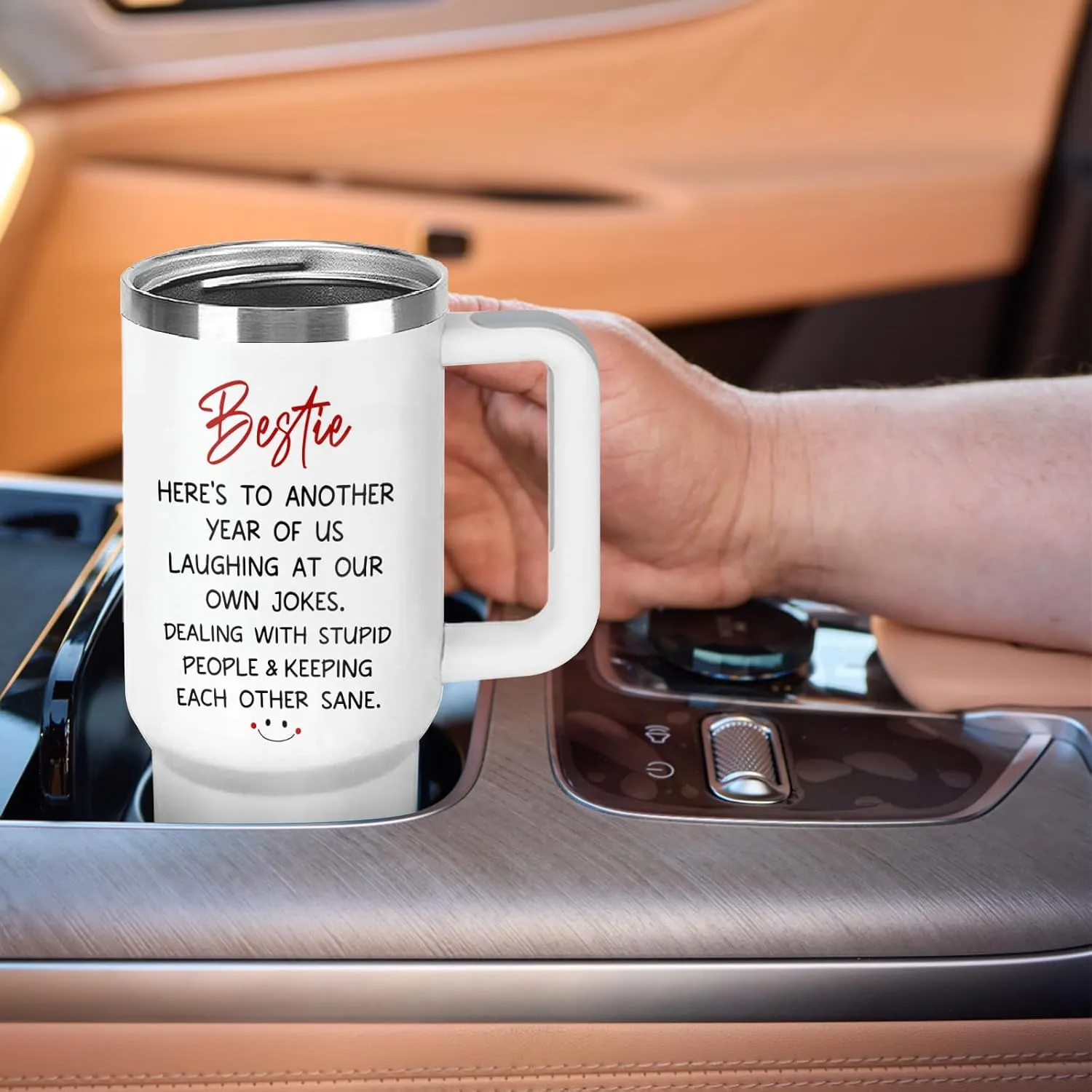 Bestie Gifts for Women Cup Tumbler with Handle 40oz, Funny Best Friend Birthday Gift Friendship Gifts for Best Friends, BFF, Bestie Coffee Mug