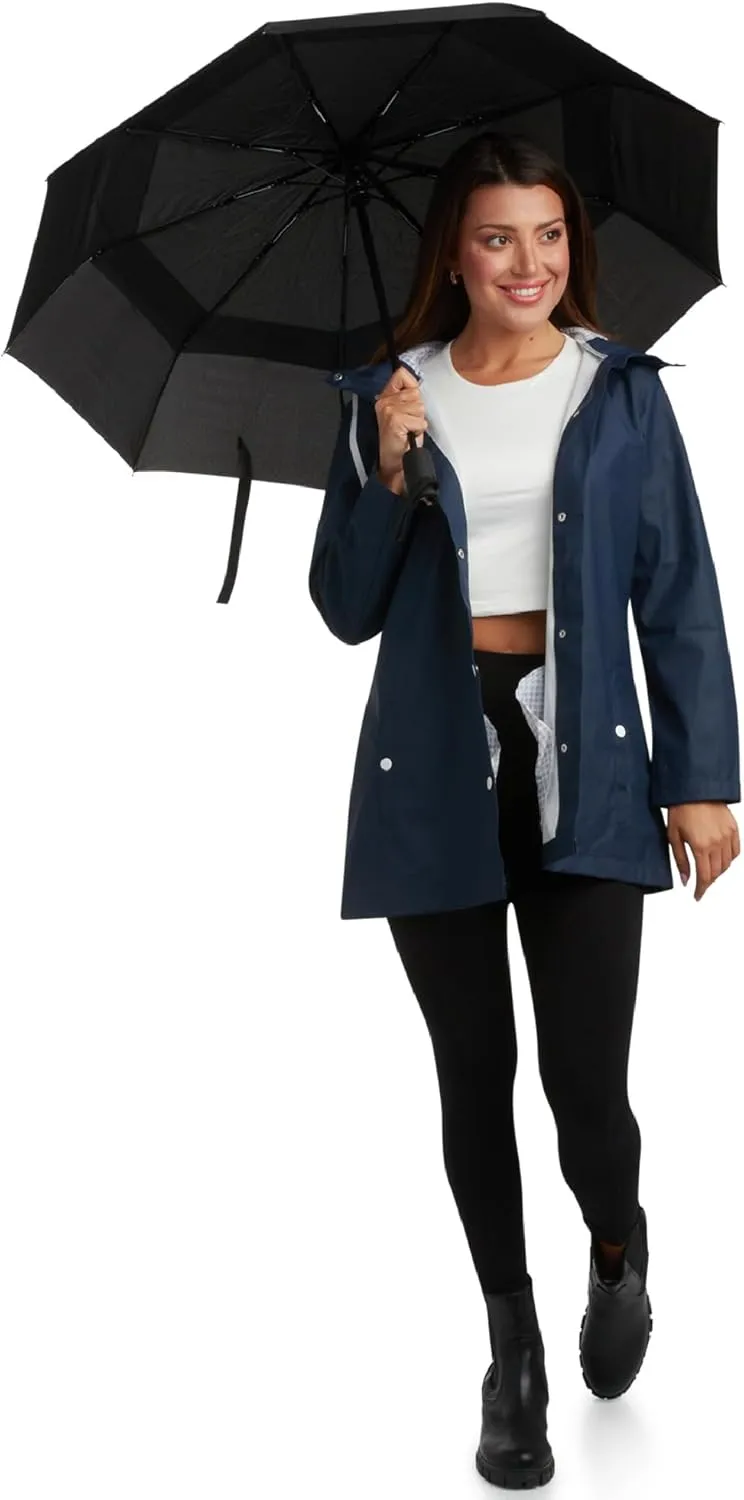 Big Chill Womens Rain Coat - Lightweight Water Resistant Womens Rain Jacket with Hood - Windbreaker Anorak Jackets for Women