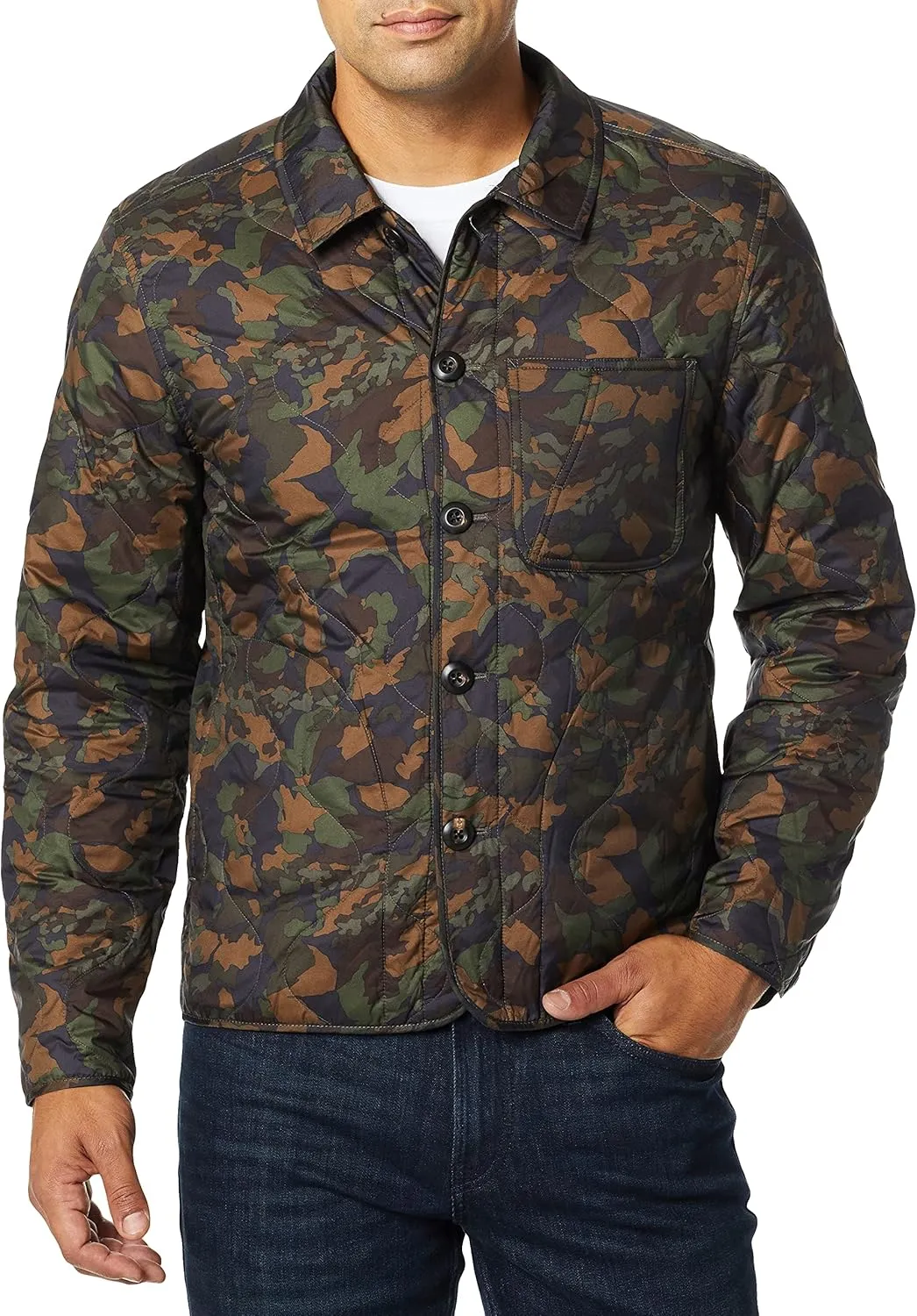 Billy Reid Men's Lightweight Nylon Quilted Packable Shirt Jacket