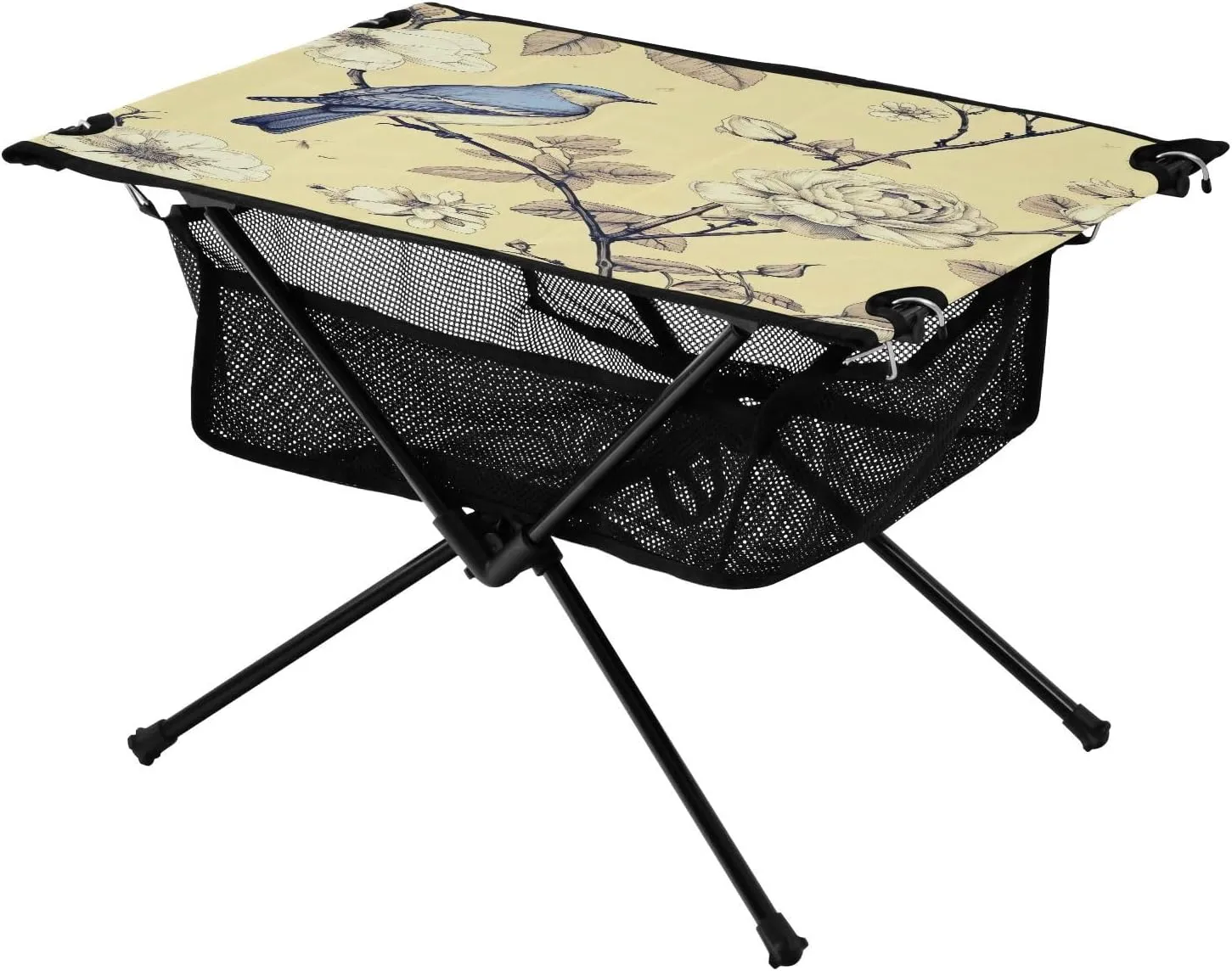 Bird Beige Portable Folding Camping Table, Compact Lightweight Beach Table with Carrying Bag for Outdoor Picnics, BBQs, Camp