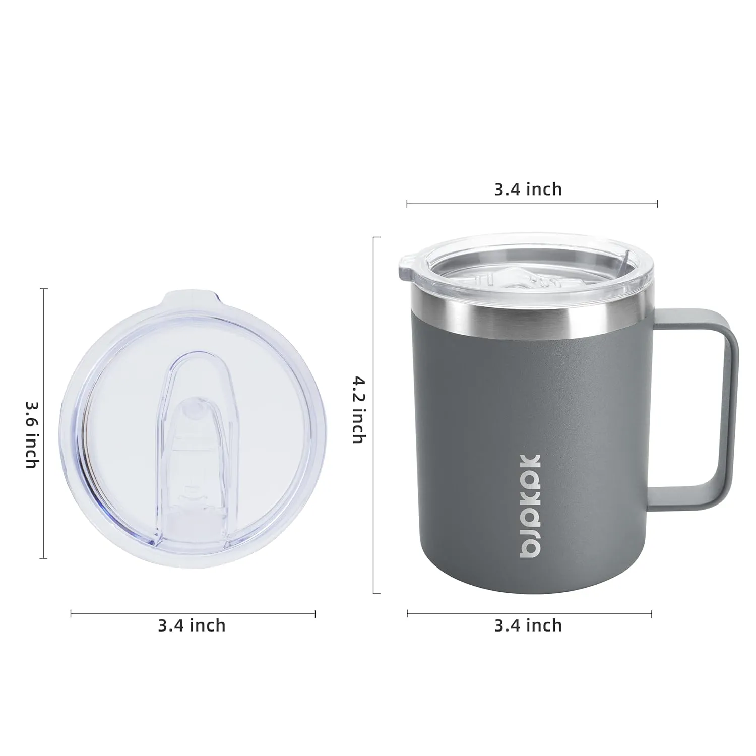 BJPKPK 2 pcs Insulated Coffee Mug, 14oz Insulated Tumbler with Lid, Stainless Steel Coffee Cups with Splash Proof Lid-Gray